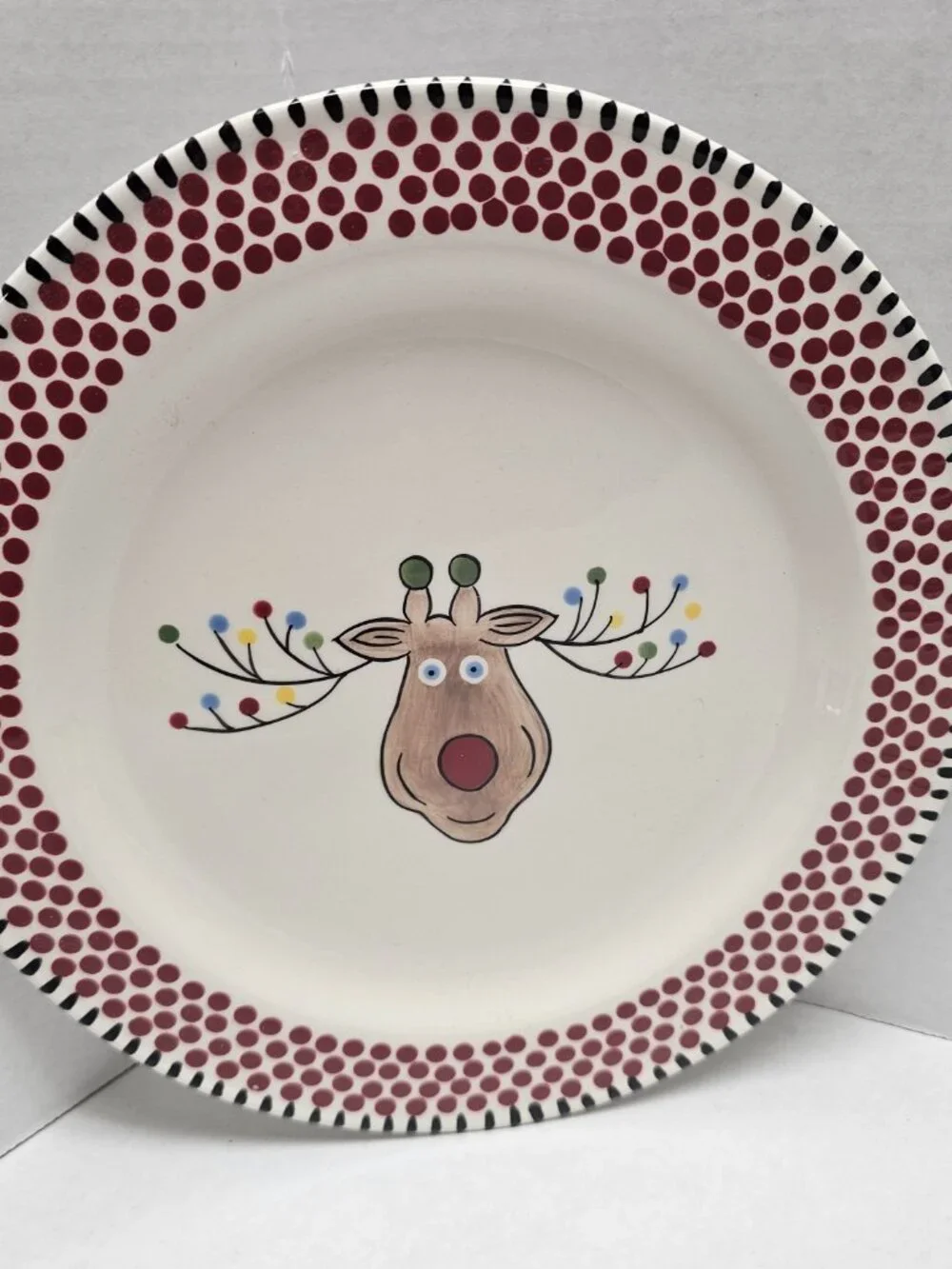 1 Caffco Simply Christmas Deer w Holiday Lights Plate 9” M Bagwell Rare #2
